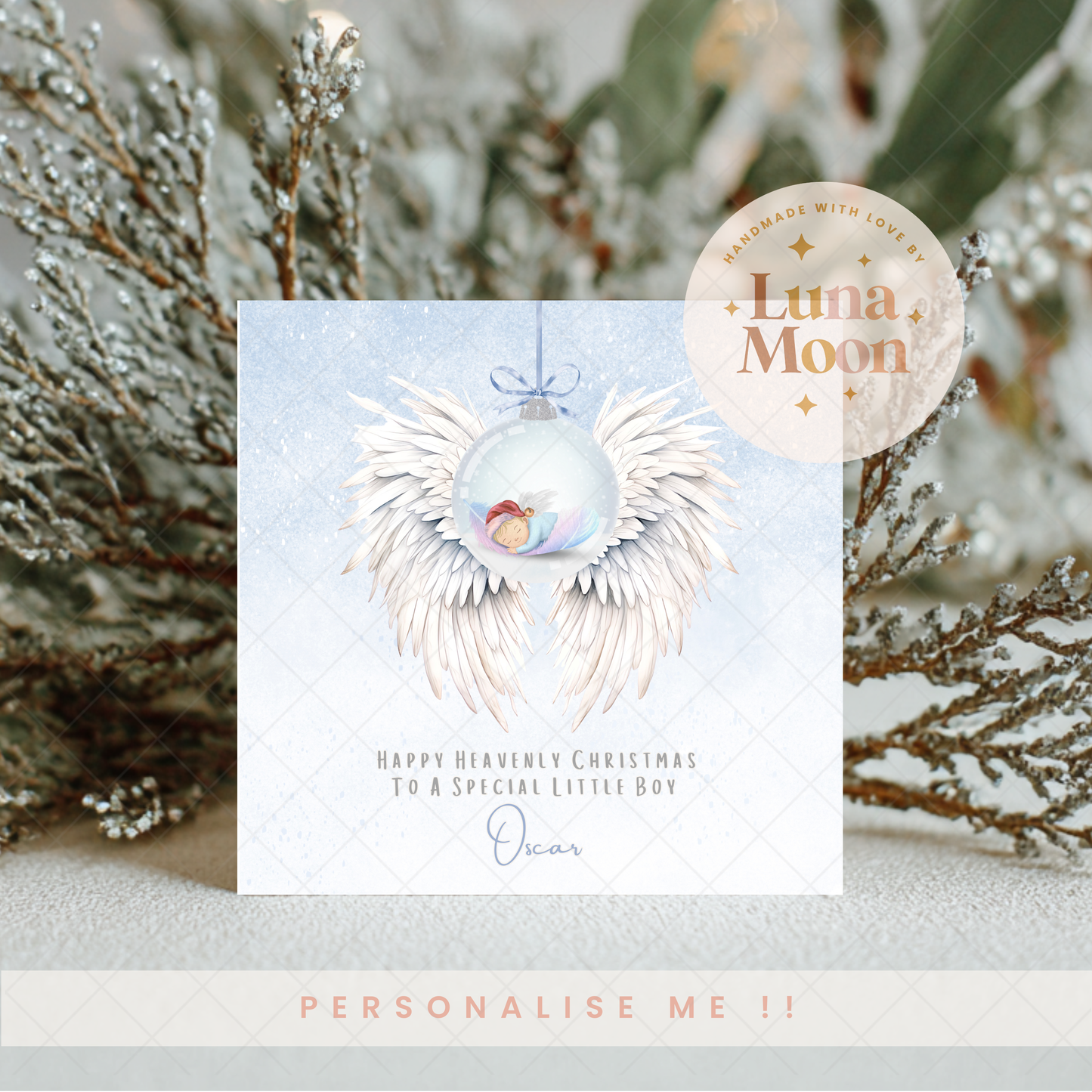 Personalised Angel Baby Christmas Card